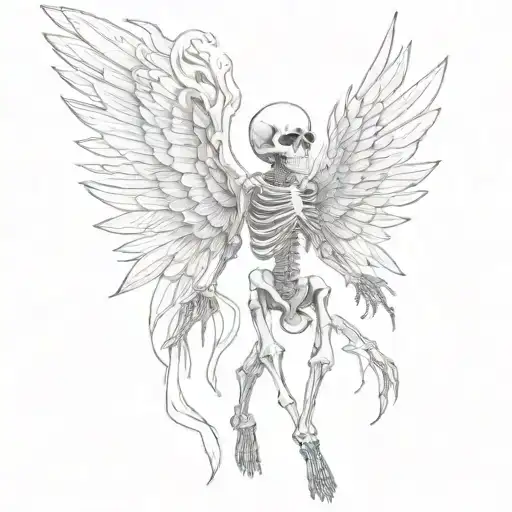 Skeleton With Wings In Fantasy Style