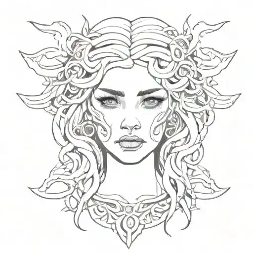 Medusa Inspired Girl Face Front Facing