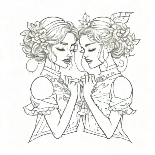 Cute Dainty Girl Matching But Unque Tattoo Pair