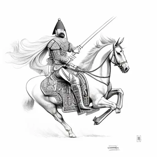Full Arm Cossack On Horse Holding A Sword