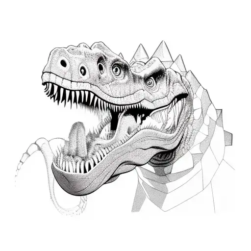 Line Work Dinosaur Eating Sauce