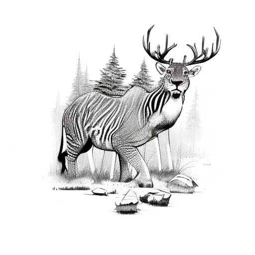 Wild Animals Emerging From A Dense Forest