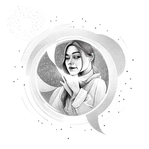 Woman With Star Inside Of Her Body In A Circle