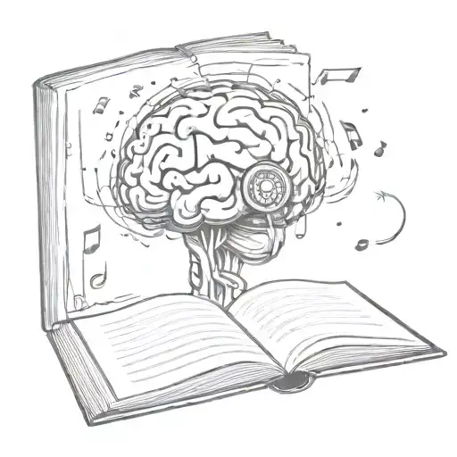 Open Book With Brain And Music Notes