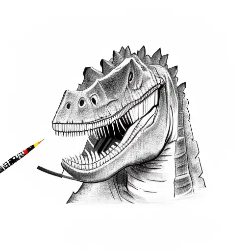 A Grumpy Dinosaur Smoking A Cigarette