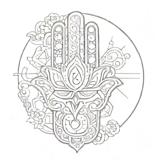 Cute Jewish Khamsa Simple Line Drawing