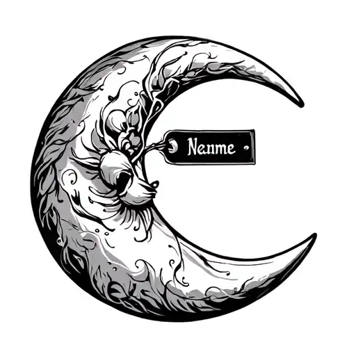 Half Moon With Name Tag
