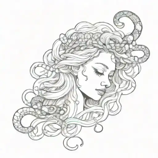 Broken Porcelain Woman Head And Snakes In Hair Tattoo Holding