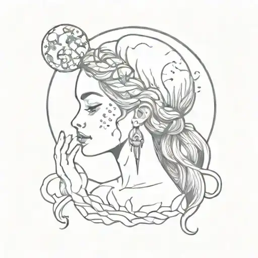 Woman Holding The Moon Phases