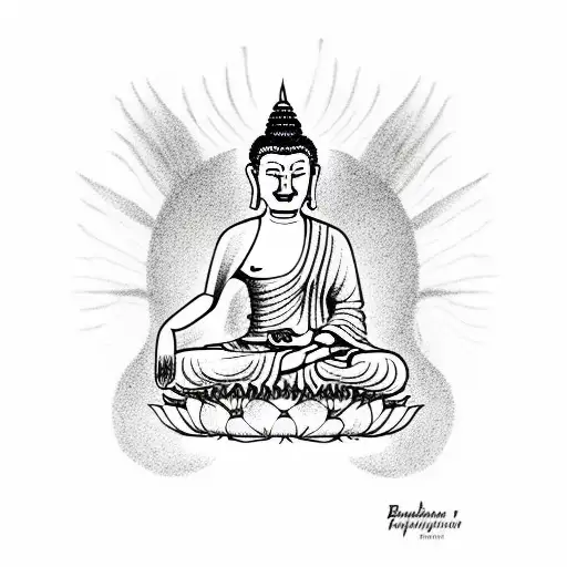 Buddha With Halo And Lotus