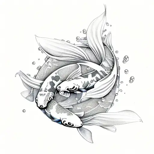 Koi Fish And Lilies