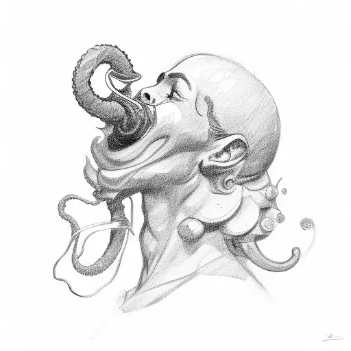 A Sketch-style Portrait Of Absolem Blowing Smoke Rings