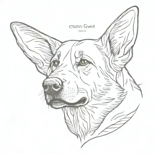 A Minimalist Tattoo Of My German Shepherd Dog's Ears