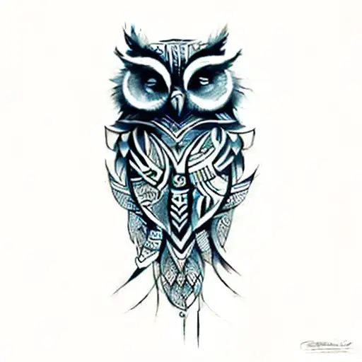 A Tribal Tattoo Boruca Owl Face