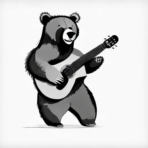 A Bear Playing An Acoustic Guitar