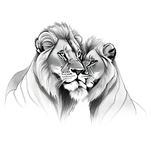 Wife And Two Sons As Lions