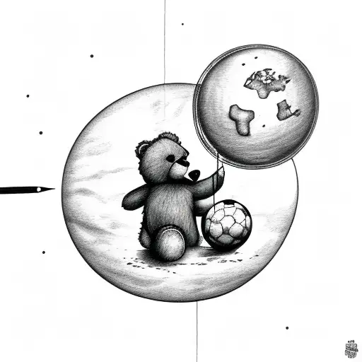 Teddy Bear Holding The Planet Saturn