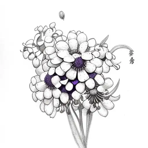 Small Violet Hawthorn And Chrysanthemum Bouquet With Lily Of The Valley