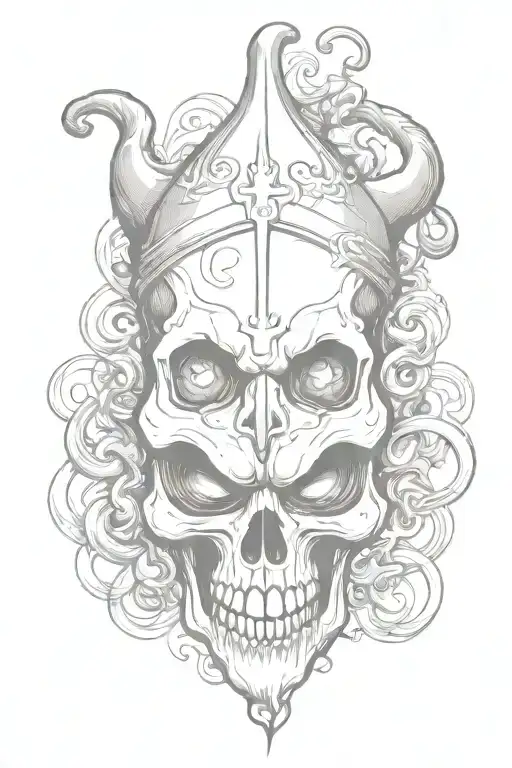 Jester Skull With Smoke Swirling And One Of The Eyes Is The 8 Ball Prison Style