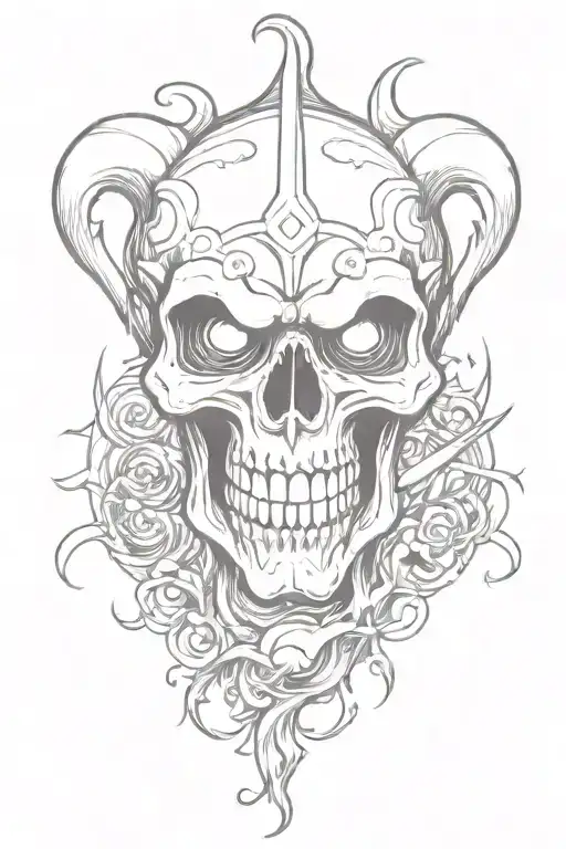 Jester Skull With Smoke Swirling And One Of The Eyes Is The 8 Ball Prison Style