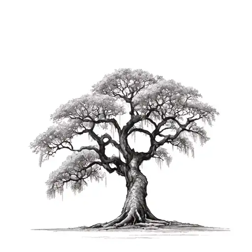 Realistic Live Oak Tree With Spanish Moss Covered Tree Aestehtic