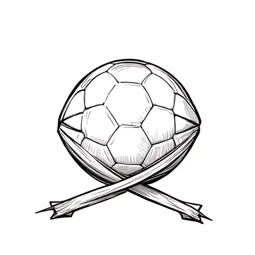 Tattoo Sketch Football Half Crossed Into One With A Sheet Of Hemp