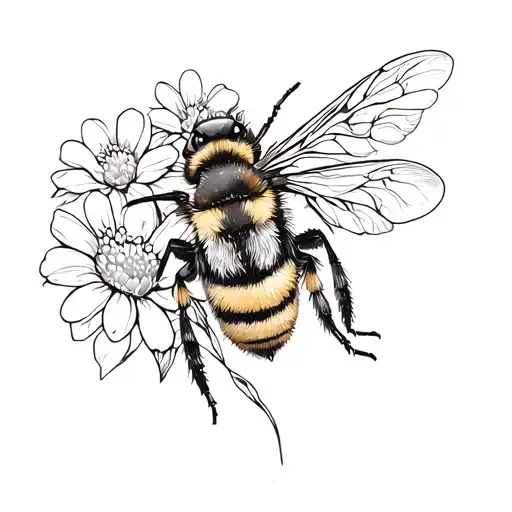 Bumble Bee Floating With Flowers Growing