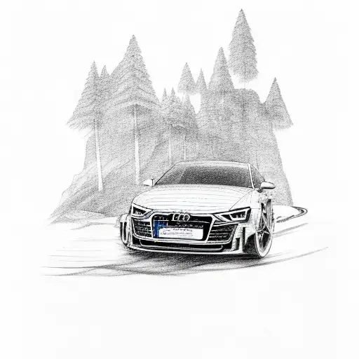 Audi Car Driving Through A Mountain Range