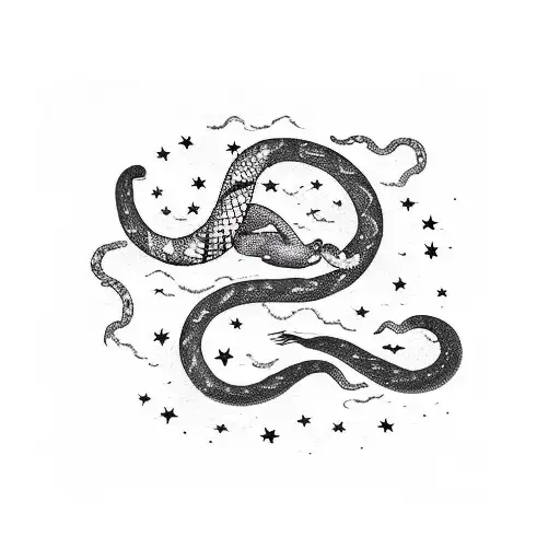 A Silhouette Of A Person Working Out Under A Starry Night Sky With A Snake Coiling Around Their Arm