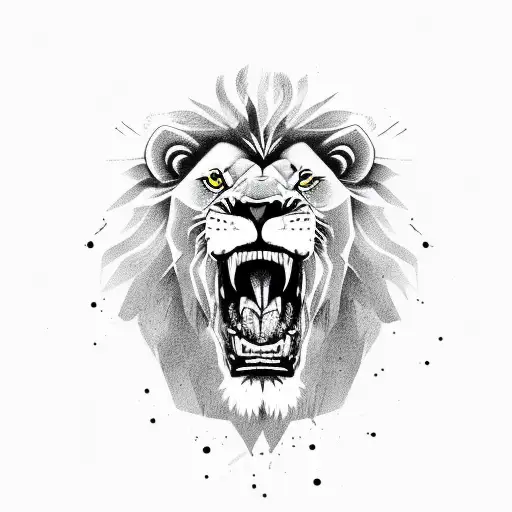 Lion Snarling Dripping Blood From Mouth