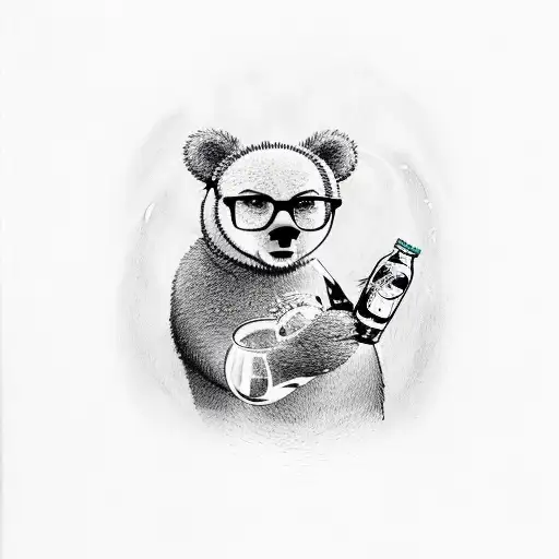 Honey Bear With Glasses And A Bottle Of Coke