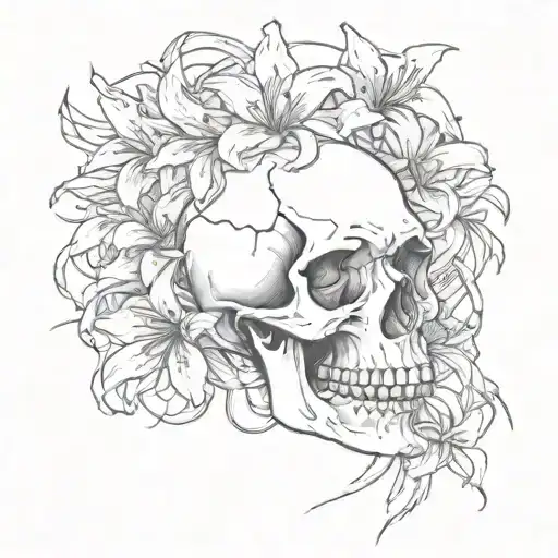 Skull With Spider Lilies Coming Out