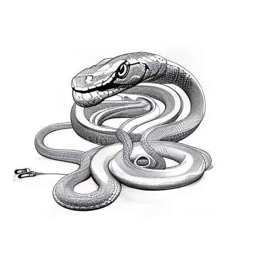 Snake Coming Out Of An Acoustic Guitar