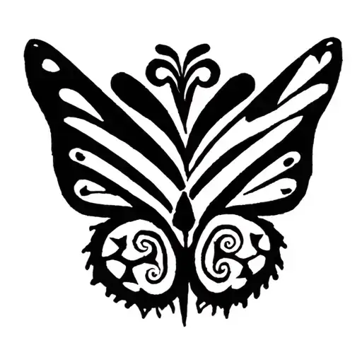 Tribal Butterly Tattoo With African Adinkra Symbols