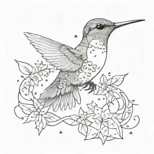 Hummingbird Surrounded By Stars Forming