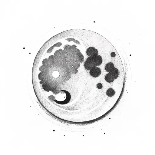 Waning Crescent Moon With Water