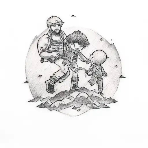 A Tattoo That Resembles Me And My Son Going Through The Adventure Of Life Together