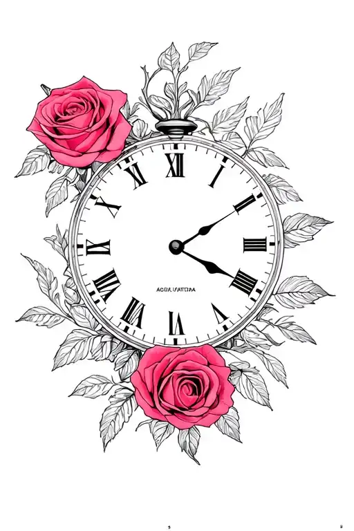 Time And Rose Stencil