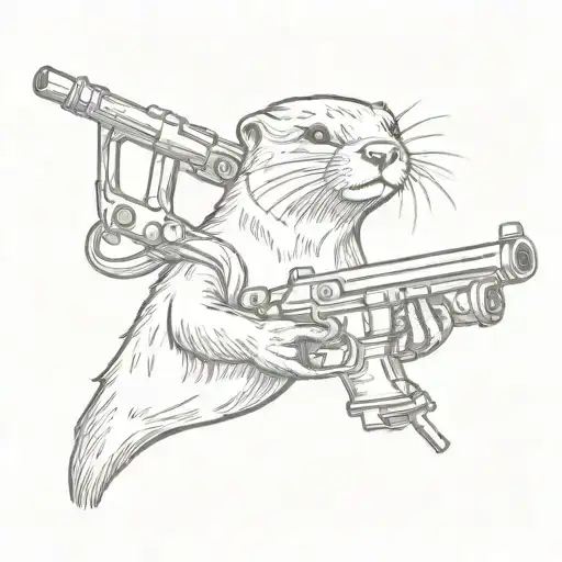 Otter Holding Tattoo Machine Gun