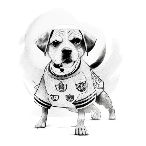 A Sketch-style Tattoo Of Your Dog Wearing A Vasco Da Gama Jersey