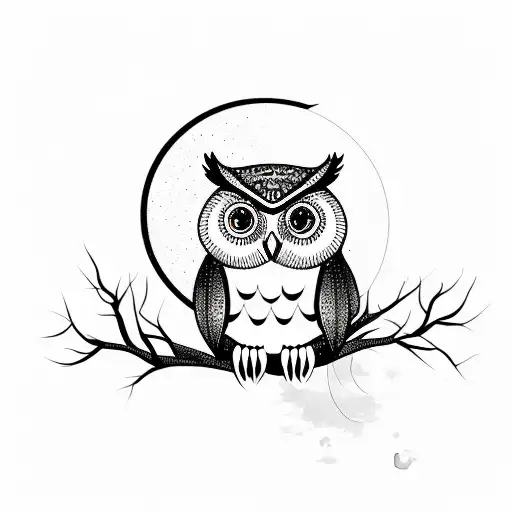 Owl And Moon And Clouds