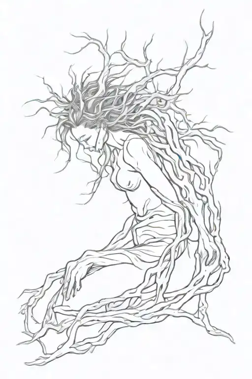 Roots Turning Into A Female Body Stading