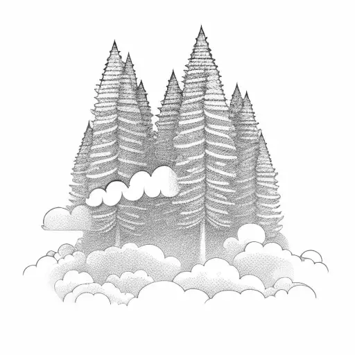 Rain Cloud With Cartoon Pine Tree Under It Nothing Eles