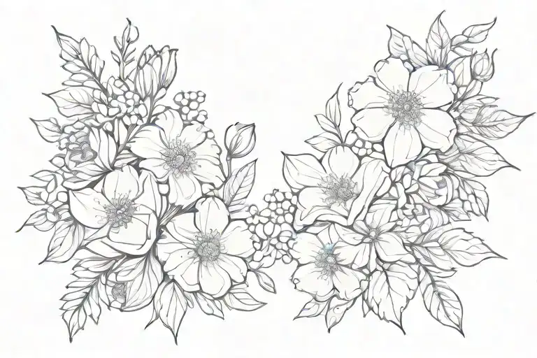 February And May Birth Month Flower Fine Line