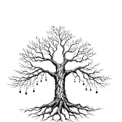Tree Of Life With Web Of Roots Forming Dates Incorporated