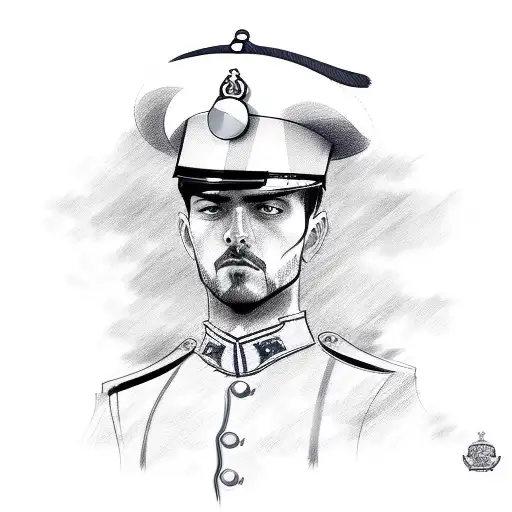 A Sketch-style Portrait Of Leon As A Carabinieri Officer