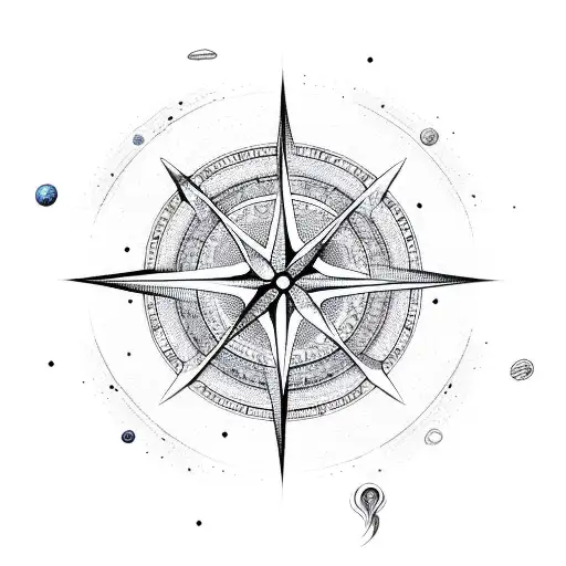 Galaxy With Compass And Sand-watch