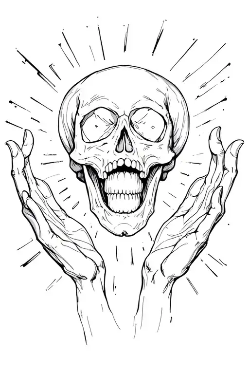 Skull Opening Its Mouth Open With Hands With Aura