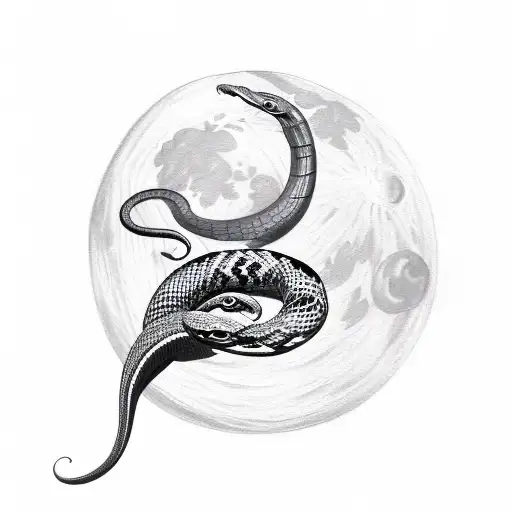 Hooded Cobra Snake Holding A Full Moon