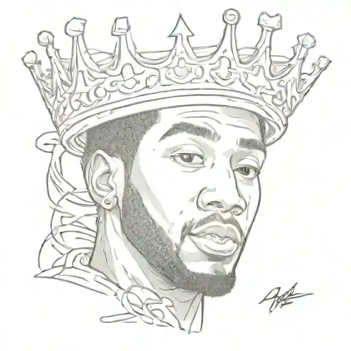 Design A Tattoo Of Meek Mill's Face With A Crown And A Quote Saying 'Get Up'